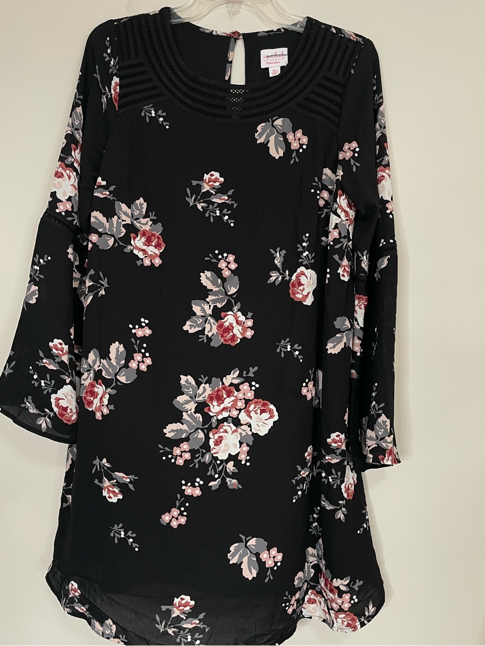 Isabel Maternity by Ingrid & Isabel Black Floral Long-Sleeve Dress Size XS
